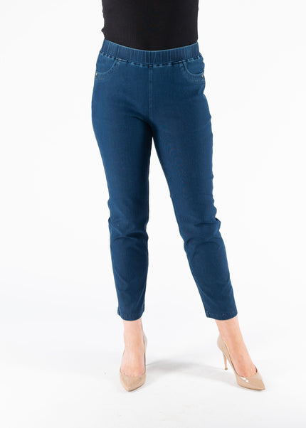 27 Inch leg denim trouser with metal trim pocket