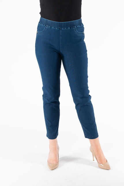 27 Inch leg denim trouser with metal trim pocket