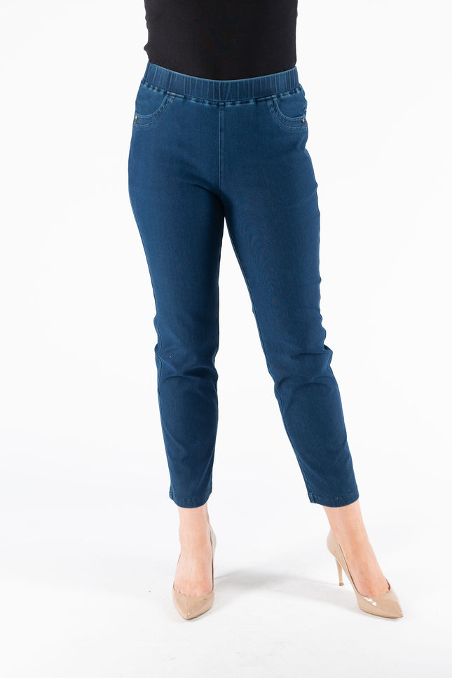 27 Inch leg denim trouser with metal trim pocket
