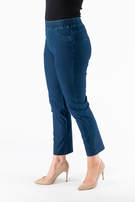27 Inch leg denim trouser with metal trim pocket