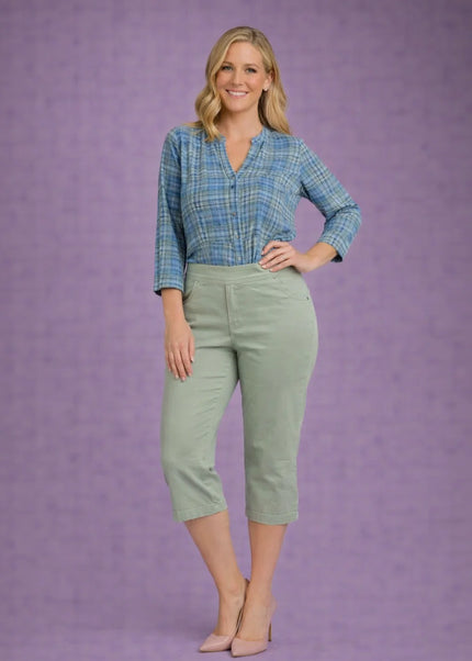 Crop trouser 22 inch stretch elastic waist