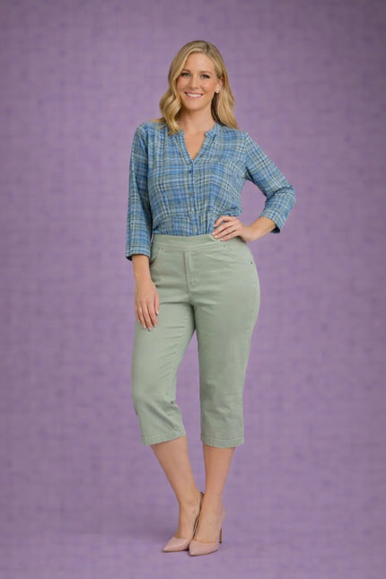 Crop trouser 22 inch stretch elastic waist