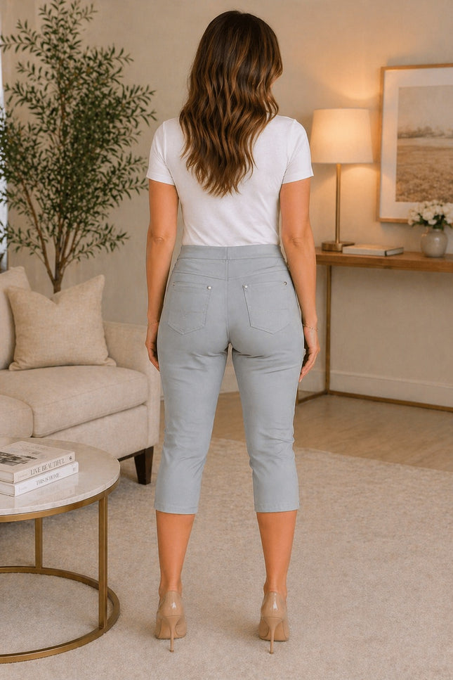 Crop trouser 22 inch stretch pocket detail