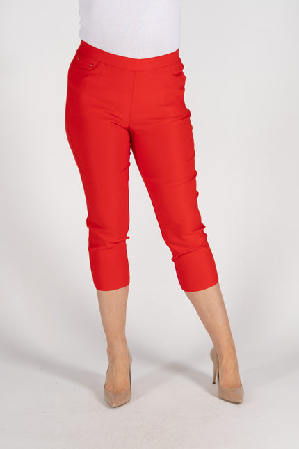 Crop trouser red 22 inch stretch