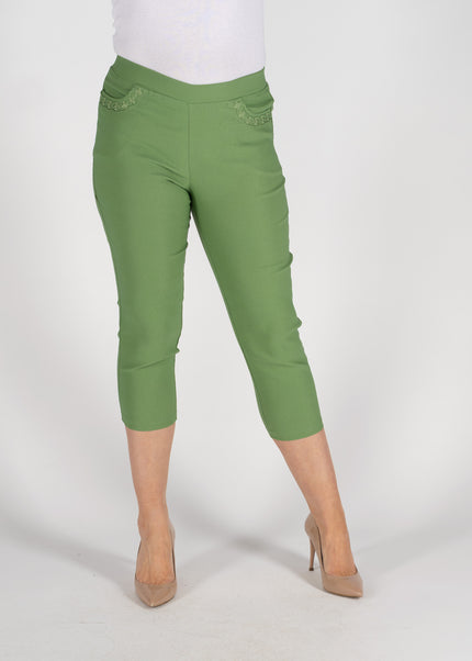 Crop Trouser 22 inch  Embroidery Pocket