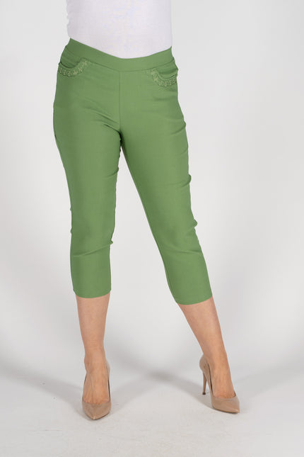 Crop Trouser 22 inch  Embroidery Pocket