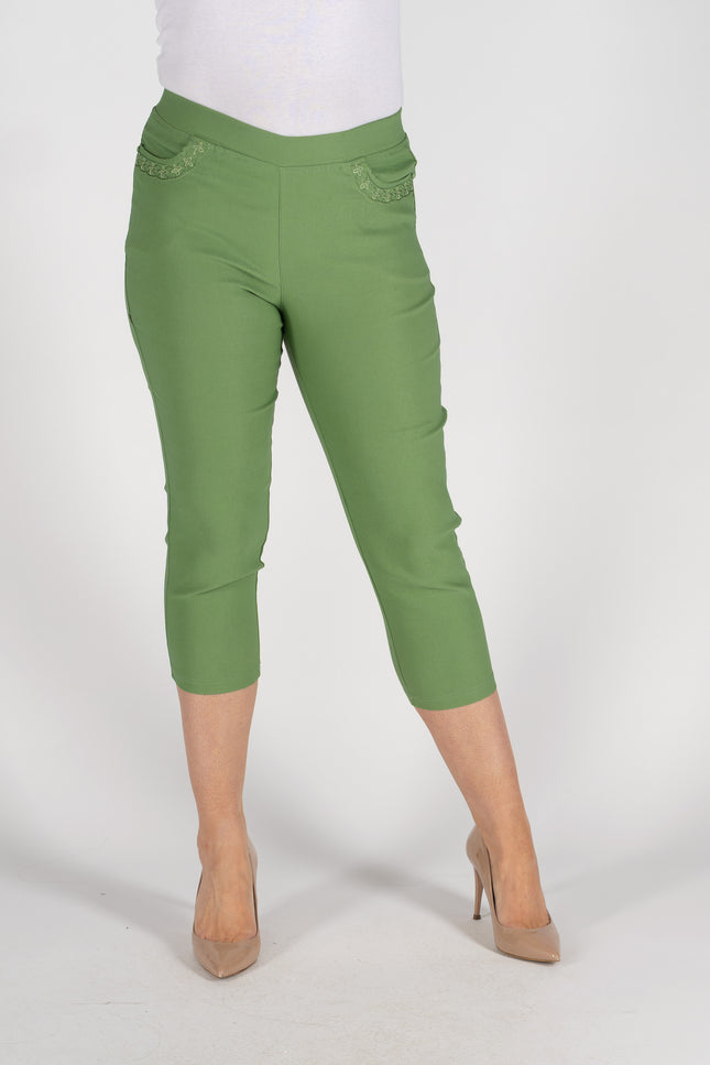 Crop Trouser 22 inch  Embroidery Pocket