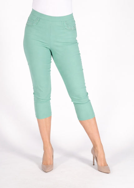 Trouser crop 22 inch embraided pocket hem