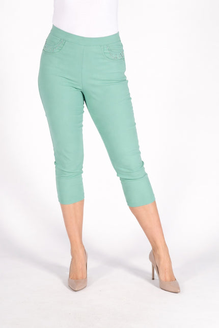 Trouser crop 22 inch embraided pocket hem