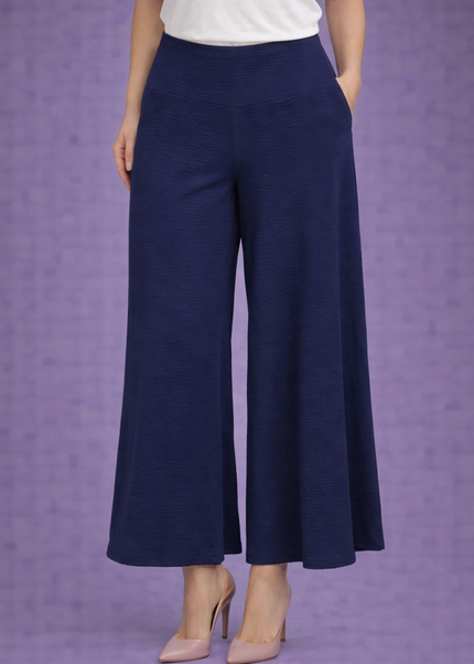 Trouser navy airflow wide leg