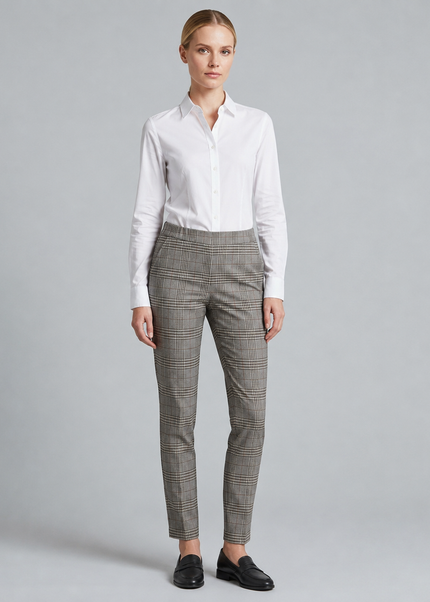 27 Inch grey check trouser with pockets