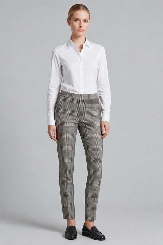 27 Inch grey check trouser with pockets