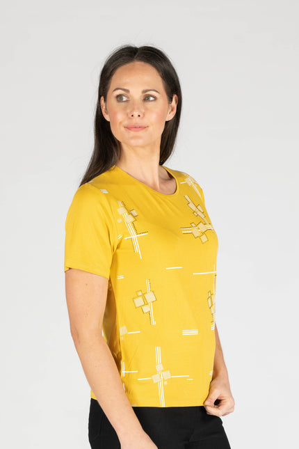 Top print round neck