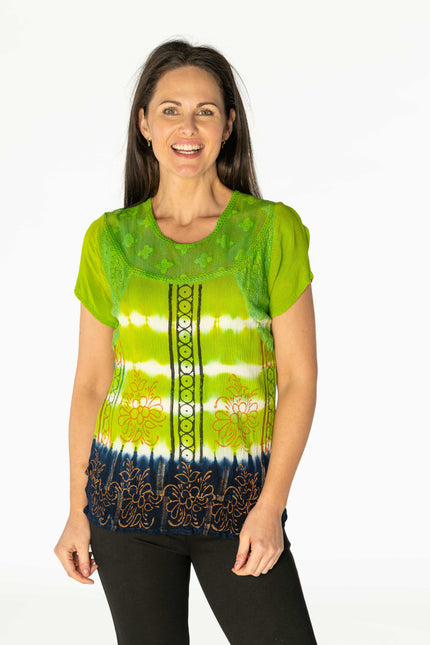 Top tie dye double layered with lace