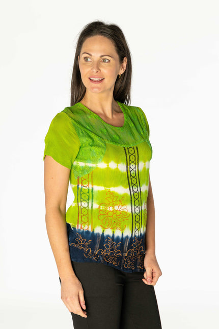 Top tie dye double layered with lace