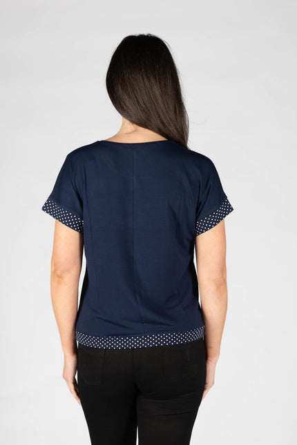 Top Sparkle Spot Pattern Round Neck With