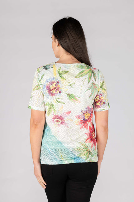 Top round neck flower print