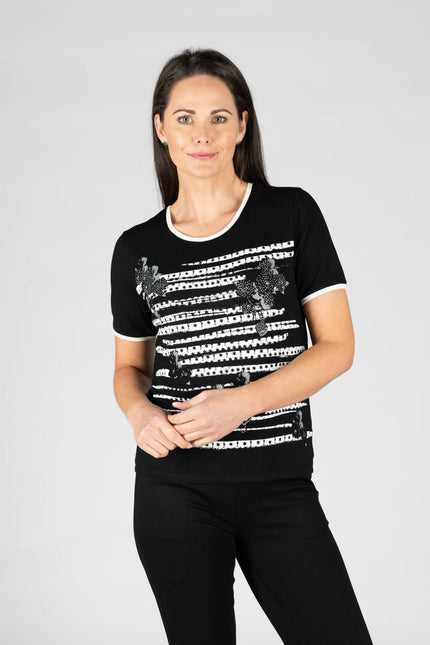 Top Print Short Sleeve With Round Neck