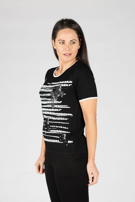 Top Print Short Sleeve With Round Neck