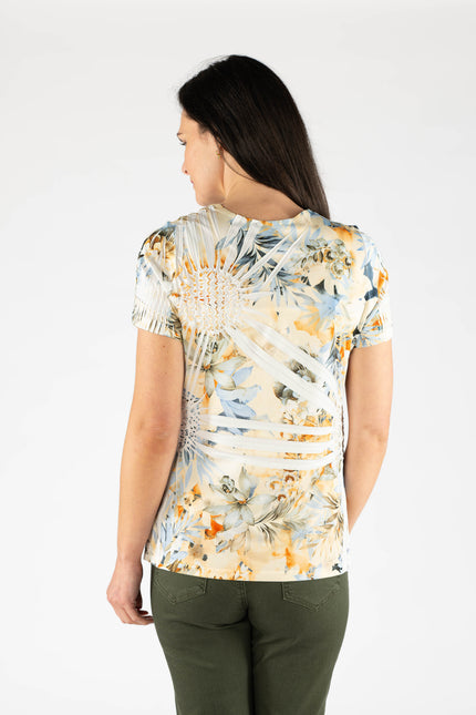 Top flower print Short sleeve.