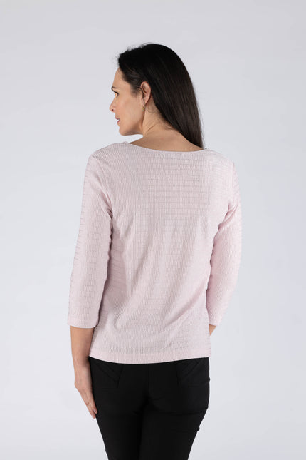 Top textured with square neck and 3/4 sleeve