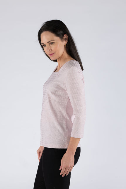 Top textured with square neck and 3/4 sleeve