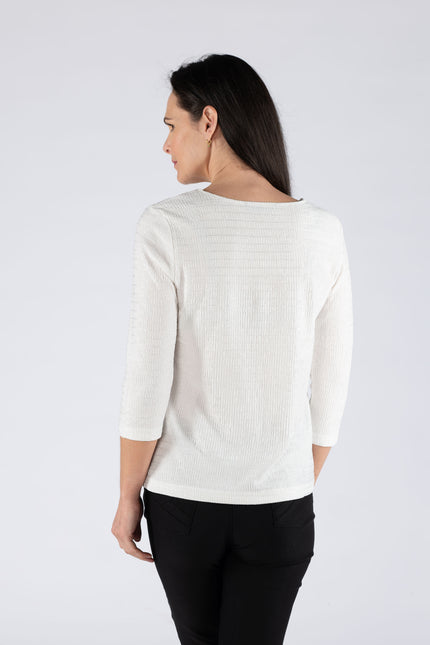 Top textured with square neck and 3/4 sleeve