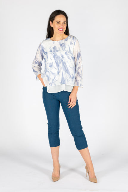 Top white blue watercolour waves layered