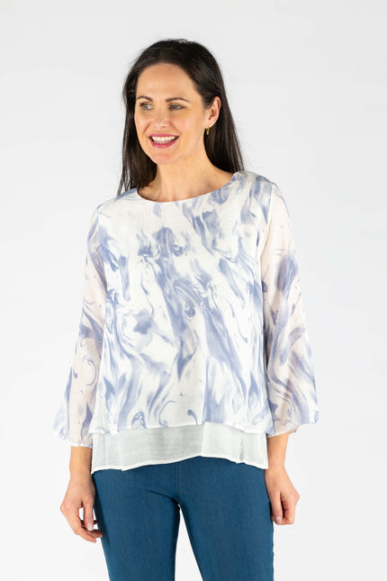 Top white blue watercolour waves layered
