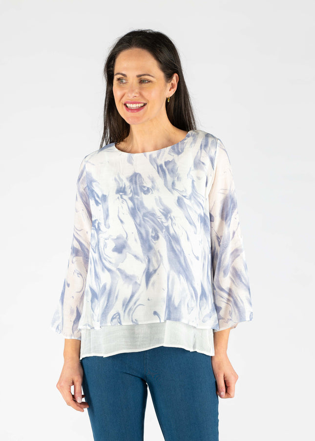 Top white blue watercolour waves layered