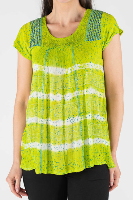 Top tie dye short sleeve round neck