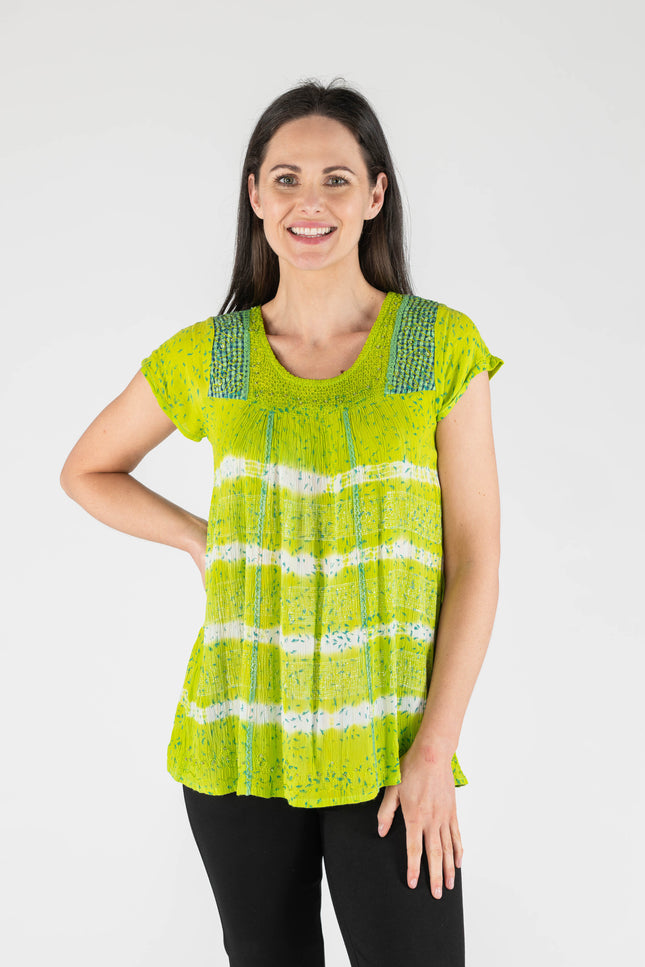 Top tie dye short sleeve round neck