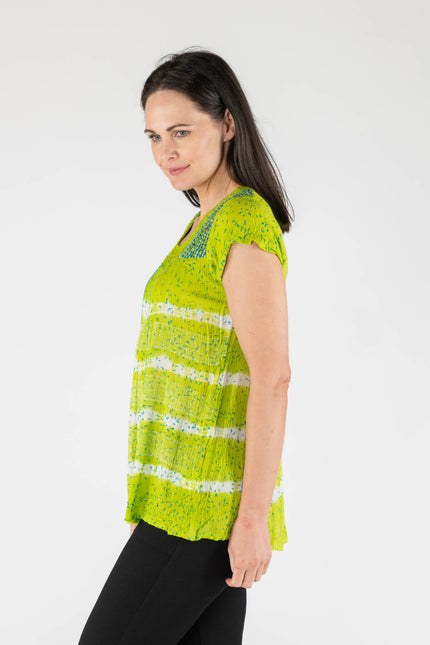 Top tie dye short sleeve round neck
