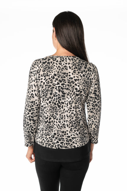 Top animal print 3/4 sleeve