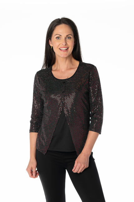 Top sparkle sequins print front split