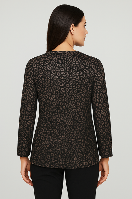 Top animal print sequins with button plaket