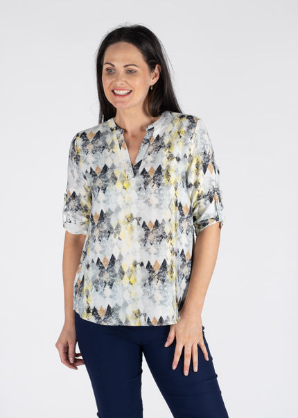 Top Diamond Print 3/4 Sleeve