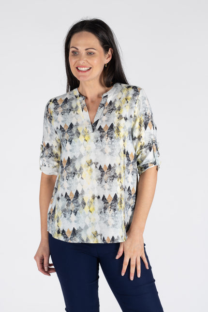 Top Diamond Print 3/4 Sleeve