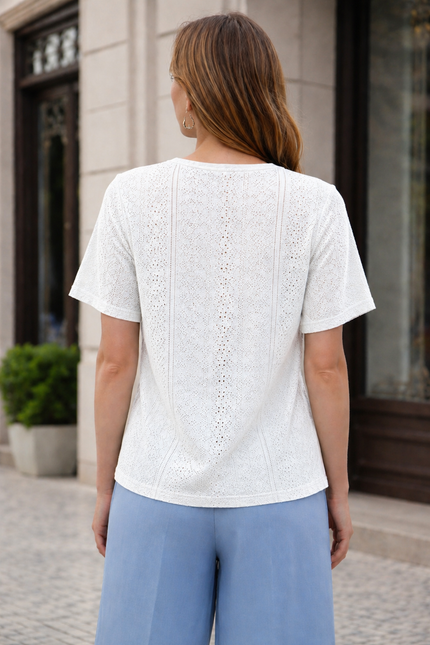 Top Schiffly Stretch With Frill Sleeve