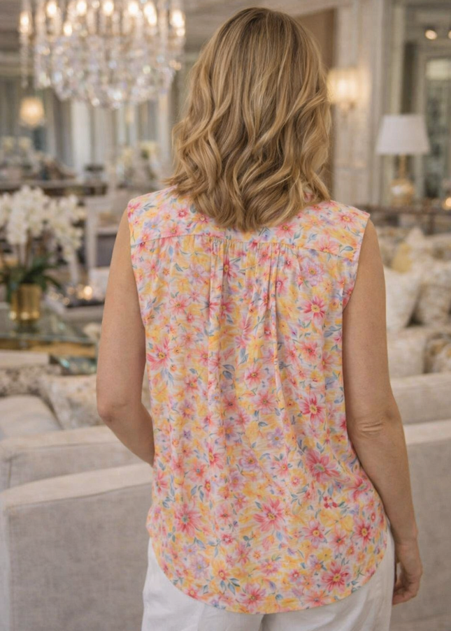 Top sleeveless flower print