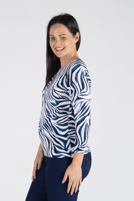 Top animal print 3/4 sleeve