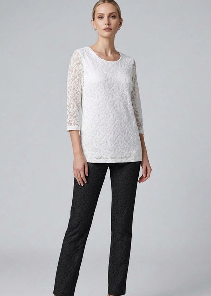 Top lace round neck with 3/4 sleeve