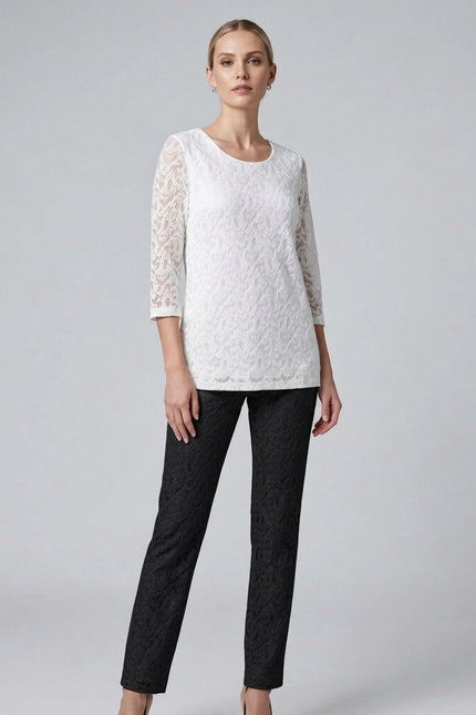 Top lace round neck with 3/4 sleeve
