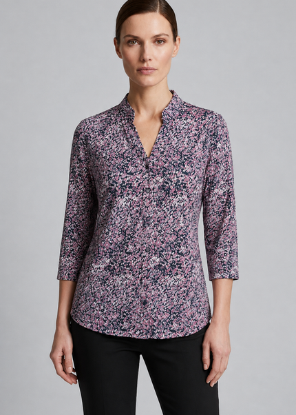 Top speckle print with button placket