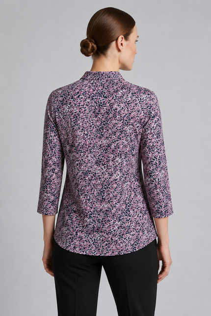 Top speckle print with button placket