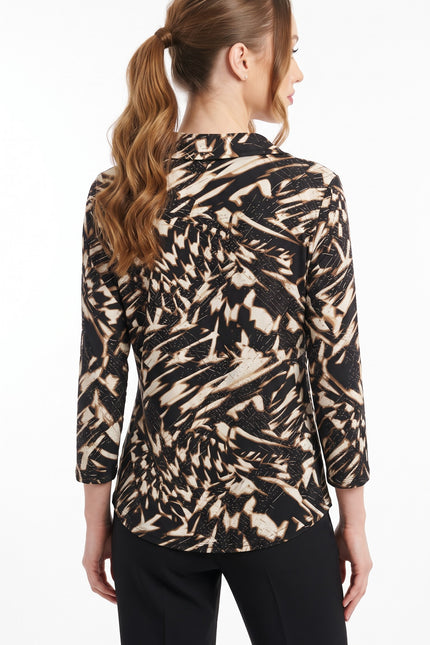 Top abstract print shirt with gold foil