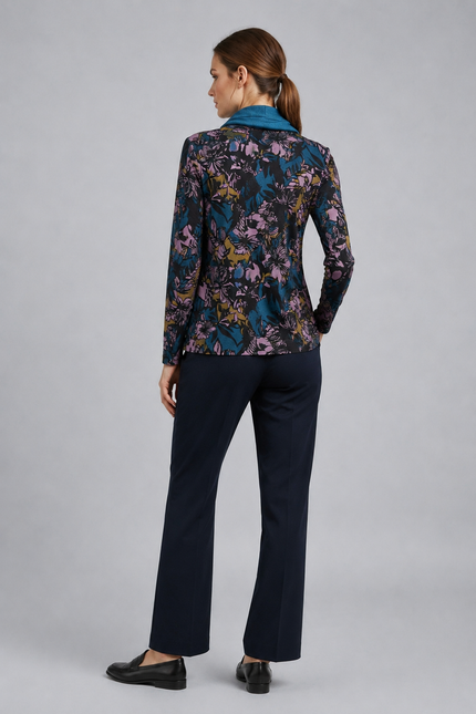 Top brushed bold leaf with scarf