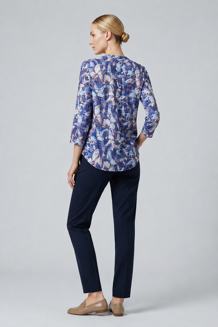 Top leaf print burnout with pleat detail