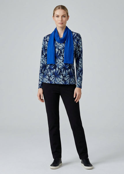 Flower Print Long Sleeve Top With Scarf