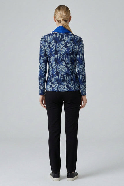 Flower Print Long Sleeve Top With Scarf